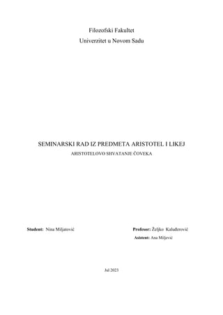 Aristotelovo shvatanje čoveka