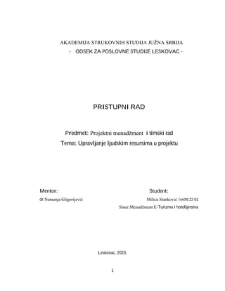Upravljanje ljudskim resursima u projektu
