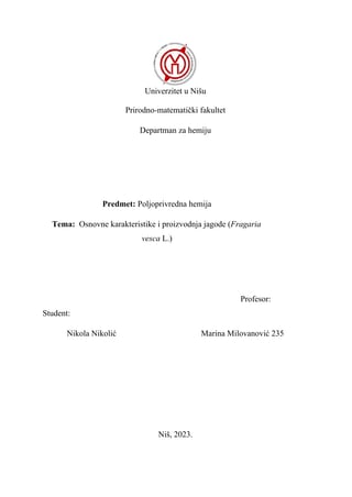 Osnovne karakteristike i proizvodnja jagode (Fragaria vesca L.)