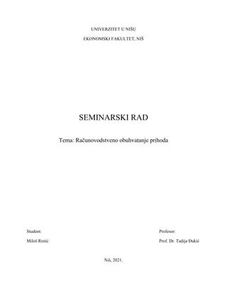 Računovodstveno obuhvatanje prihoda