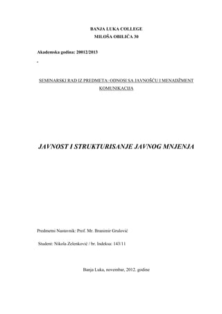 Javnost i strukturisanje javnog mnjenja