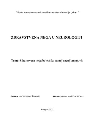 Zdravstvena nega bolesnika sa mijastenijom gravis