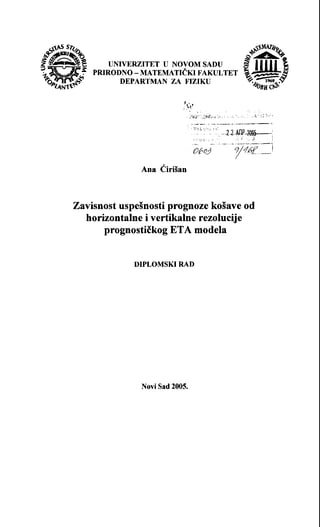Zavisnost uspešnosti prognoze košave od horizontalne i vertikalne rezolucije prognostičkog ETA modela