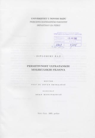 Permitivnost ultratankih molekulskih filmova