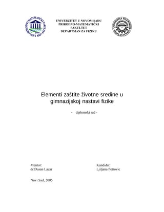 Elementi zaštite životne sredine u gimnazijskoj nastavi fizike