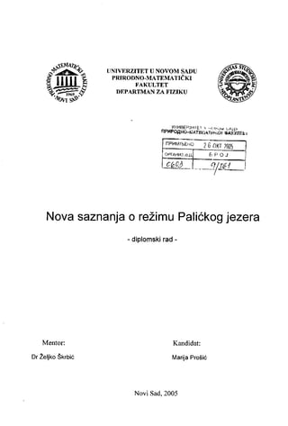 Nova saznanja o režimu Palićkog jezera