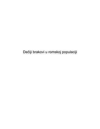 Dečiji brakovi u romskoj populaciji