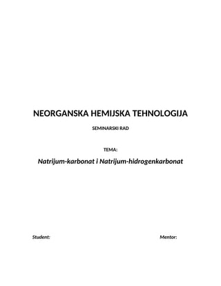 Natrijum-karbonat i Natrijum-hidrogenkarbonat