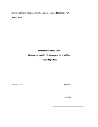 Ogledala: maturski rad iz fizike