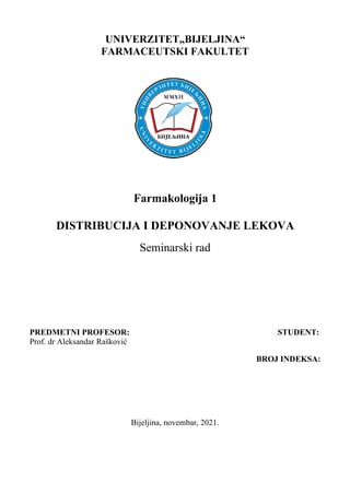 Distribucija i deponovanje lekova