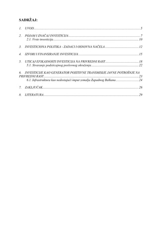 Analiza transmisionog mehanizma javnih investicija na privredni rast