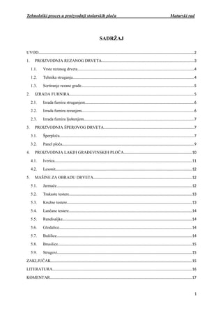 Tehnološki proces u proizvodnji stolarskih ploča