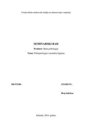 Psihopatologija i mentalna higijena