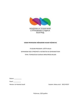 Tehnologija gajenja sirak, proso, heljda