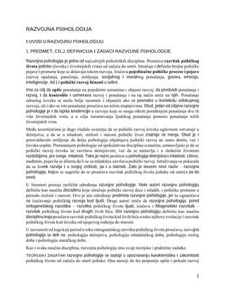 Razvojna psihologija, uvod u razvojnu psihologiju