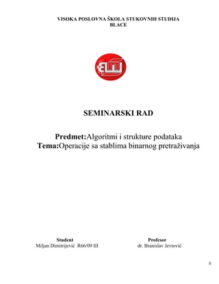 Operacije sa stablima binarnog pretraživanja