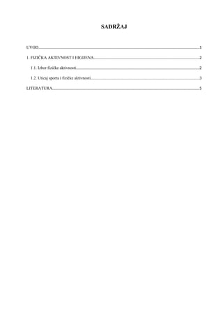 Fizička aktivnost i higijena