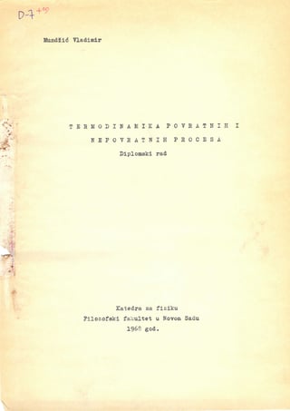 Termodinamika povratnih i nepovratnih procesa