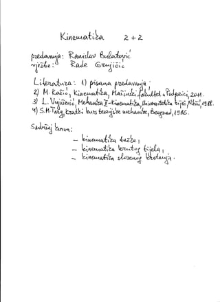 Kinematika predavanja 1