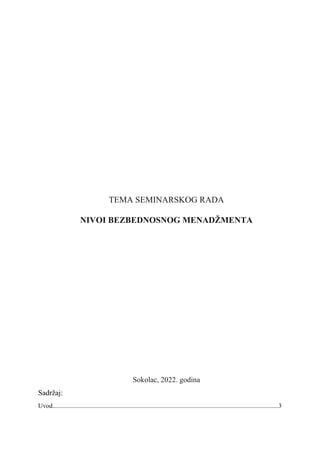 Nivoi bezbjednosnog menadžmenta