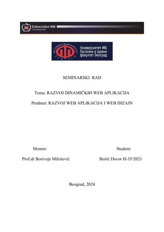 Razvoj dinamičkih web aplikacija