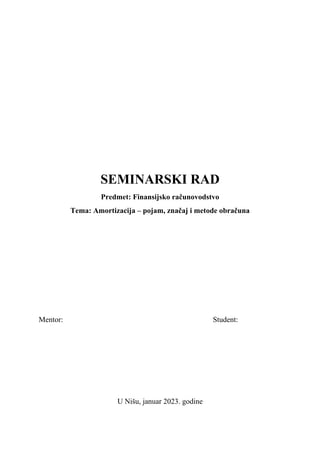 Amortizacija – pojam, značaj i metode obračuna