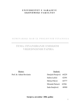 Finansiranje emisijom vrijednosnih papira