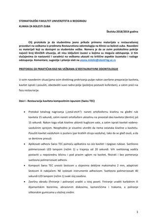 Restaurativna Odontologija Protokoli