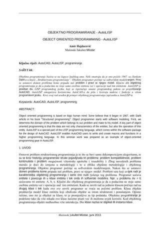 Objektno programiranje – AutoLISP