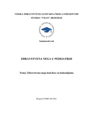 Zdravstvena nega kod dece sa leukemijama