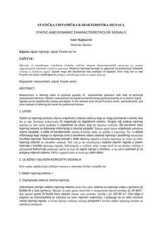 Statička i dinamička karakteristika signala