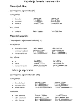 Matematika – najvažnije formule