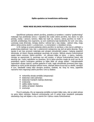 Mere nege biljnog materijala sa kalendarom radova