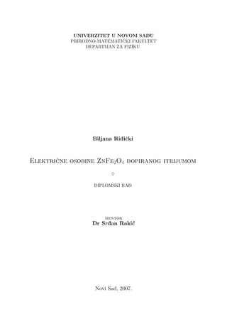 Električne osobine ZnFe2O4 dopiranog itrijumom