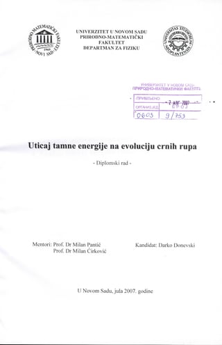 Uticaj tamne energije na evoluciju crnih rupa