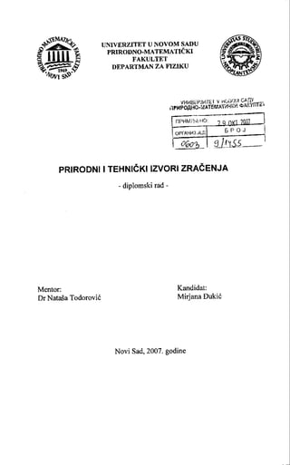 Prirodni i tehnički izvori zračenja