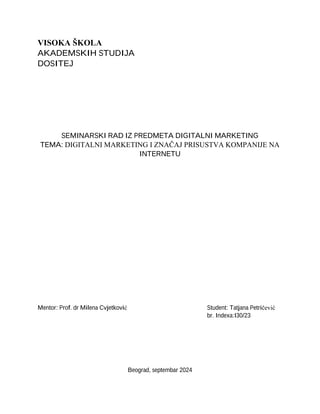 Digitalni marketing i značaj prisustva kompanije na internetu