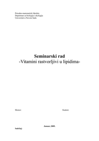 Vitamini rastvorljivi u lipidima