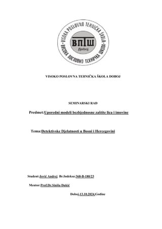 Detektivske djelatnosti u Bosni i Hercegovini