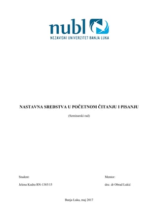 Nastavna sredstva u početnom čitanju i pisanju