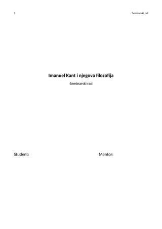 Imanuel Kant i njegova filozofija