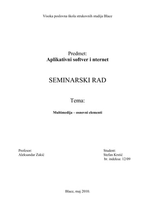 Multimedija – osnovni elementi