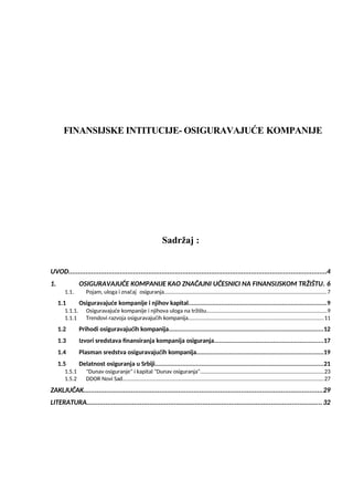 Finansijske institucije – Osiguravajuće kompanije