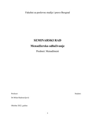 Menadžersko odlučivanje