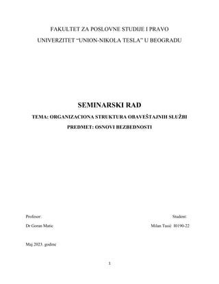 Organizaciona struktura obaveštajnih službi