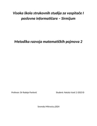 Metodika razvoja matematičkih pojmova 2