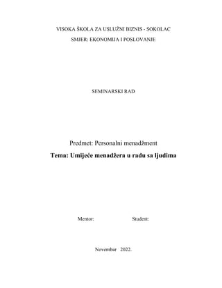 Umijeće menadžera u radu sa ljudima