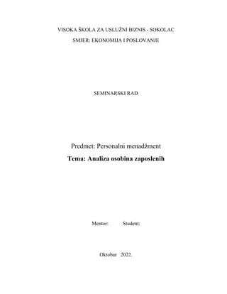Analiza osobina zaposlenih