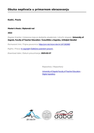 Obuka neplivača u primarnom obrazovanju