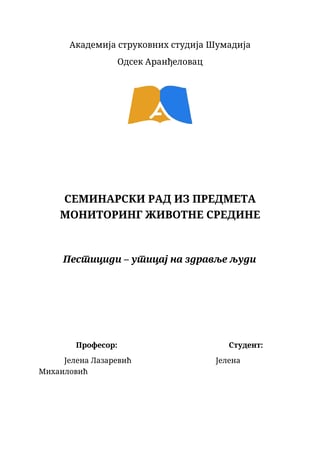 Pesticidi-uticaj na zdravlje ljudi